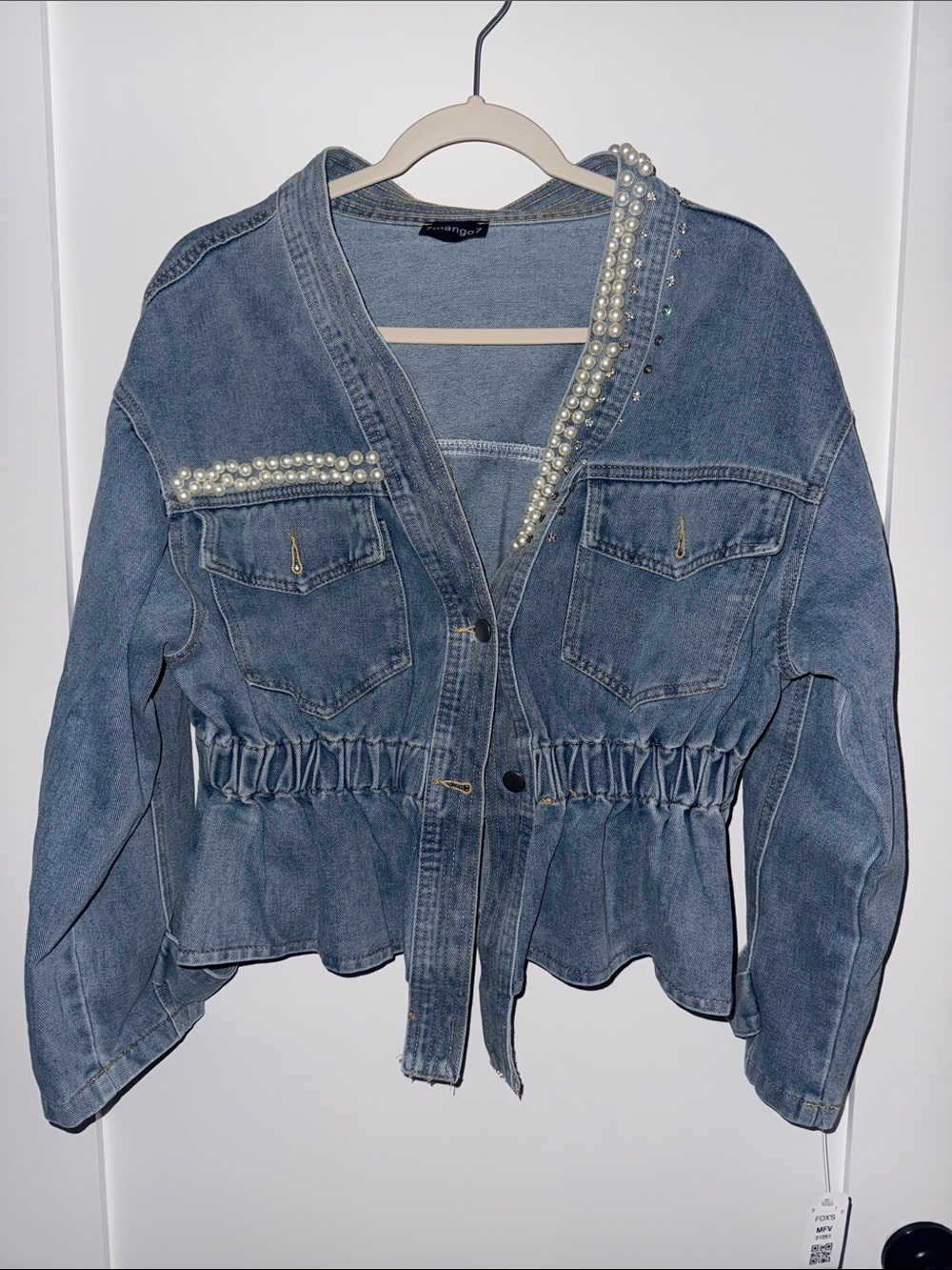 Mango Light Blue Denim Top with Branded Neck Tag